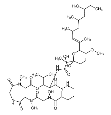 2-hydroxy-N-(17-hydroxy-8,14-dimethyl-2,6,9,12,15,18-hexaoxo-4-propan-2-yl-5-oxa-1,8,11,14,17,23-hexazabicyclo[17.4.0]tricosan-3-yl)-2-[2-hydroxy-5-methoxy-6-[(E)-4,6,8-trimethyldec-2-en-2-yl]oxan-2-yl]propanamide CAS:138067-14-8 manufacture