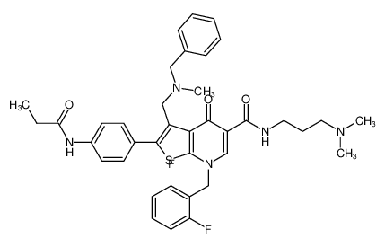 Thieno[2,3-b]pyridine-5-carboxamide,7-[(2,6-difluorophenyl)methyl]-N-[3-(dimethylamino)propyl]-4,7-dihydro-3-[[methyl(phenylmethyl)amino]methyl]-4-oxo-2-[4-[(1-oxopropyl)amino]phenyl]- CAS:192886-20-7 manufacturer & supplier