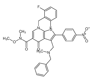 Thieno[2,3-b]pyridine-5-carboxamide,7-[(2,6-difluorophenyl)methyl]-4,7-dihydro-N-methoxy-N-methyl-3-[[methyl(phenylmethyl)amino]methyl]-2-(4-nitrophenyl)-4-oxo- CAS:192886-24-1 manufacturer & supplier