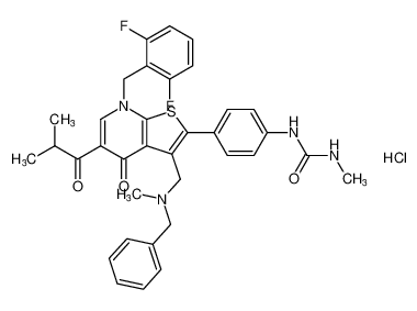 1-(4-(3-((benzyl(methyl)amino)methyl)-7-(2,6-difluorobenzyl)-5-isobutyryl-4-oxo-4,7-dihydrothieno[2,3-b]pyridin-2-yl)phenyl)-3-methylurea hydrochloride CAS:192886-38-7 manufacturer & supplier