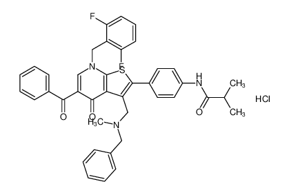 N-(4-(5-benzoyl-3-((benzyl(methyl)amino)methyl)-7-(2,6-difluorobenzyl)-4-oxo-4,7-dihydrothieno[2,3-b]pyridin-2-yl)phenyl)isobutyramide hydrochloride CAS:192886-41-2 manufacturer & supplier