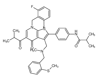 Propanamide,N-[4-[7-[(2,6-difluorophenyl)methyl]-4,7-dihydro-3-[[methyl[[2-(methylthio)phenyl]methyl]amino]methyl]-5-(2-methyl-1-oxopropyl)-4-oxothieno[2,3-b]pyridin-2-yl]phenyl]-2-methyl- CAS:192886-73-0 manufacturer & supplier