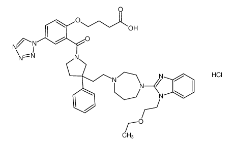 Butanoic acid,4-[2-[[3-[2-[4-[1-(2-ethoxyethyl)-1H-benzimidazol-2-yl]hexahydro-1H-1,4-diazepin-1-yl]ethyl]-3-phenyl-1-pyrrolidinyl]carbonyl]-4-(1H-tetrazol-1-yl)phenoxy]-, monohydrochloride CAS:192939-53-0 manufacturer & supplier