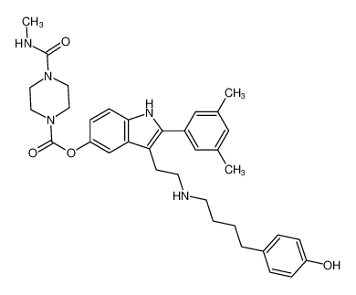 1-Piperazinecarboxylic acid, 4-[(methylamino)carbonyl]-,2-(3,5-dimethylphenyl)-3-[2-[[4-(4-hydroxyphenyl)butyl]amino]ethyl]-1H-indol-5-yl ester CAS:193016-13-6 manufacturer & supplier