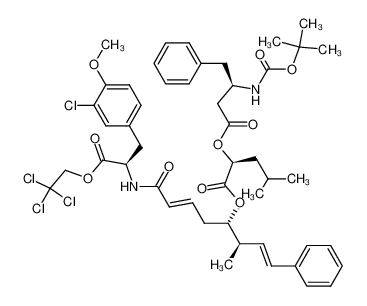 (S)-2-((R)-3-tert-Butoxycarbonylamino-4-phenyl-butyryloxy)-4-methyl-pentanoic acid (E)-(1S,2R)-1-{(E)-3-[(R)-2-(3-chloro-4-methoxy-phenyl)-1-(2,2,2-trichloro-ethoxycarbonyl)-ethylcarbamoyl]-allyl}-2-methyl-4-phenyl-but-3-enyl ester CAS:19307