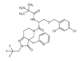 2-amino-N-((R)-3-((2,4-dichlorobenzyl)oxy)-1-oxo-1-((R)-3-oxo-3a-(pyridin-2-ylmethyl)-2-(2,2,2-trifluoroethyl)-2,3,3a,4,6,7-hexahydro-5H-pyrazolo[4,3-c]pyridin-5-yl)propan-2-yl)-2-methylpropanamide CAS:193272-65-0 manufacturer & supplier