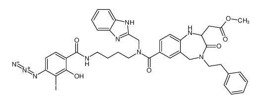 methyl 2-(7-(((1H-benzo[d]imidazol-2-yl)methyl)(4-(4-azido-2-hydroxy-3-iodobenzamido)butyl)carbamoyl)-3-oxo-4-phenethyl-2,3,4,5-tetrahydro-1H-benzo[e][1,4]diazepin-2-yl)acetate CAS:193533-89-0 manufacturer & supplier