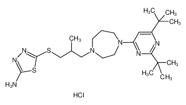 5-((3-(4-(2,6-di-tert-butylpyrimidin-4-yl)-1,4-diazepan-1-yl)-2-methylpropyl)thio)-1,3,4-thiadiazol-2-amine hydrochloride CAS:193607-89-5 manufacturer & supplier