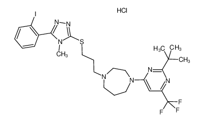 1-(2-(tert-butyl)-6-(trifluoromethyl)pyrimidin-4-yl)-4-(3-((5-(2-iodophenyl)-4-methyl-4H-1,2,4-triazol-3-yl)thio)propyl)-1,4-diazepane hydrochloride CAS:193609-42-6 manufacturer & supplier