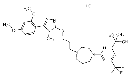 1-(2-(tert-butyl)-6-(trifluoromethyl)pyrimidin-4-yl)-4-(3-((5-(2,4-dimethoxyphenyl)-4-methyl-4H-1,2,4-triazol-3-yl)thio)propyl)-1,4-diazepane hydrochloride CAS:193609-71-1 manufacturer & supplier