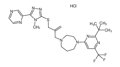 1-(2-(tert-butyl)-6-(trifluoromethyl)pyrimidin-4-yl)-4-(2-(((4-methyl-5-(pyrazin-2-yl)-4H-1,2,4-triazol-3-yl)thio)methyl)allyl)-1,4-diazepane hydrochloride CAS:193609-78-8 manufacturer & supplier