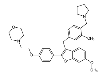 6-Methoxy-3-[3-methyl-4-[(1-pyrrolidinyl)methyl]benzyl]-2-[4-[2-(4-morpholinyl)ethoxy]phenyl]benzo[b]thiophene CAS:193964-71-5 manufacturer & supplier