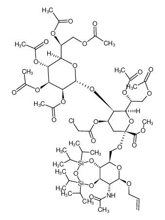 Methyl [2-acetamido-1-O-allyl-2,6-dideoxy-3,4-O-(1,1,3,3-tetraisopropyldisiloxane-1,3-diyl)-β-D-glucopyranos-6-yl O-(2',3',4',6',7'-penta-O-acetyl-L-glycero-α-D-manno-heptopyranosyl)-(1'-)5')-7',8'-di-O-acetyl-4'-O-chloroacetyl-3'-deoxy-D-