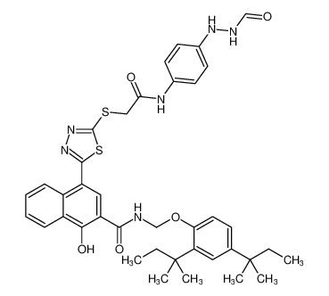 N-((2,4-di-tert-pentylphenoxy)methyl)-4-(5-((2-((4-(2-formylhydrazineyl)phenyl)amino)-2-oxoethyl)thio)-1,3,4-thiadiazol-2-yl)-1-hydroxy-2-naphthamide CAS:194034-48-5 manufacturer & supplier