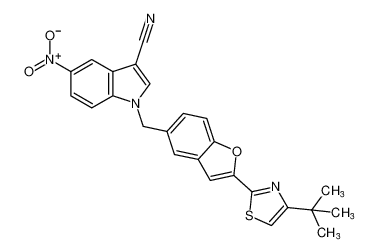 1-((2-(4-(tert-butyl)thiazol-2-yl)benzofuran-5-yl)methyl)-5-nitro-1H-indole-3-carbonitrile CAS:194487-15-5 manufacturer & supplier