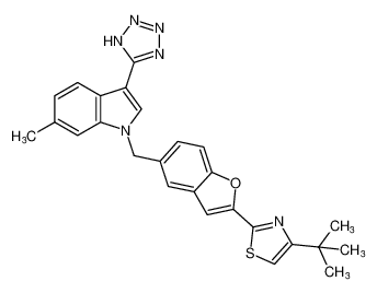 4-(tert-butyl)-2-(5-((6-methyl-3-(1H-tetrazol-5-yl)-1H-indol-1-yl)methyl)benzofuran-2-yl)thiazole CAS:194487-33-7 manufacturer & supplier