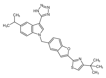 4-(tert-butyl)-2-(5-((5-isopropyl-3-(1H-tetrazol-5-yl)-1H-indol-1-yl)methyl)benzofuran-2-yl)thiazole CAS:194487-39-3 manufacturer & supplier