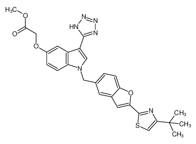 methyl 2-((1-((2-(4-(tert-butyl)thiazol-2-yl)benzofuran-5-yl)methyl)-3-(1H-tetrazol-5-yl)-1H-indol-5-yl)oxy)acetate CAS:194487-71-3 manufacturer & supplier