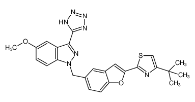 4-(tert-butyl)-2-(5-((5-methoxy-3-(1H-tetrazol-5-yl)-1H-indazol-1-yl)methyl)benzofuran-2-yl)thiazole CAS:194487-80-4 manufacturer & supplier