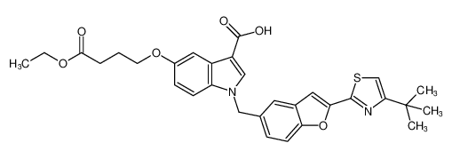 1-((2-(4-(tert-butyl)thiazol-2-yl)benzofuran-5-yl)methyl)-5-(4-ethoxy-4-oxobutoxy)-1H-indole-3-carboxylic acid CAS:194489-00-4 manufacturer & supplier