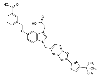 1H-Indole-3-acetic acid,5-[(3-carboxyphenyl)methoxy]-1-[[2-[4-(1,1-dimethylethyl)-2-thiazolyl]-5-benzofuranyl]methyl]- CAS:194489-13-9 manufacturer & supplier