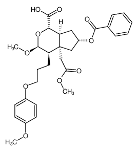 (1S,3S,4R,4aS,6S,7aS)-6-Benzoyloxy-3-methoxy-4a-methoxycarbonylmethyl-4-[3-(4-methoxy-phenoxy)-propyl]-octahydro-cyclopenta[c]pyran-1-carboxylic acid CAS:194734-25-3 manufacturer & supplier