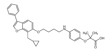 2-(4-((4-((7-(cyclopropylmethyl)-3-phenylbenzofuran-6-yl)oxy)butyl)amino)phenoxy)-2-methylpropanoic acid CAS:194854-52-9 manufacturer & supplier