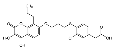 2-(3-chloro-4-((3-((4-hydroxy-3-methyl-2-oxo-8-propyl-2H-chromen-7-yl)oxy)propyl)thio)phenyl)acetic acid CAS:194855-80-6 manufacturer & supplier