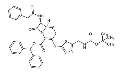 5-Thia-1-azabicyclo[4.2.0]oct-2-ene-2-carboxylic acid,3-[[5-[[[(1,1-dimethylethoxy)carbonyl]amino]methyl]-1,3,4-thiadiazol-2-yl]thio]-8-oxo-7-[(phenylacetyl)amino]-, diphenylmethyl ester, (6R-trans)- CAS:194928-80-8 manufacturer & supplier