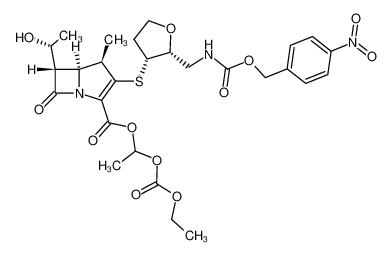 (4R,5S,6S)-6-((R)-1-Hydroxy-ethyl)-4-methyl-3-{(2R,3R)-2-[(4-nitro-benzyloxycarbonylamino)-methyl]-tetrahydro-furan-3-ylsulfanyl}-7-oxo-1-aza-bicyclo[3.2.0]hept-2-ene-2-carboxylic acid 1-ethoxycarbonyloxy-ethyl ester CAS:194995-42-1 manufact