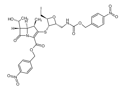 (4R,5S,6S)-6-((R)-1-Hydroxy-ethyl)-3-{(2S,3S,4R)-2-iodomethyl-4-[(4-nitro-benzyloxycarbonylamino)-methyl]-oxetan-3-ylsulfanyl}-4-methyl-7-oxo-1-aza-bicyclo[3.2.0]hept-2-ene-2-carboxylic acid 4-nitro-benzyl ester CAS:195001-00-4 manufacturer