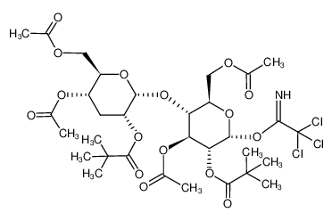 2,2-Dimethyl-propionic acid (2R,3R,4S,5R,6R)-4-acetoxy-5-[(2R,3R,5S,6R)-5-acetoxy-6-acetoxymethyl-3-(2,2-dimethyl-propionyloxy)-tetrahydro-pyran-2-yloxy]-6-acetoxymethyl-2-(2,2,2-trichloro-acetimidoyloxy)-tetrahydro-pyran-3-yl ester CAS:1951