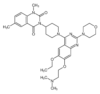 2,4(1H,3H)-Quinazolinedione,3-[1-[7-[2-(dimethylamino)ethoxy]-6-ethoxy-2-(4-morpholinyl)-4-quinazolinyl]-4-piperidinyl]-1,6-dimethyl- CAS:195137-14-5 manufacturer & supplier