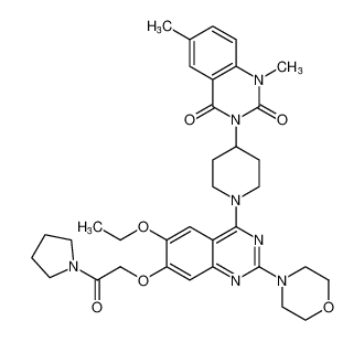 Pyrrolidine,1-[[[4-[4-(1,4-dihydro-1,6-dimethyl-2,4-dioxo-3(2H)-quinazolinyl)-1-piperidinyl]-6-ethoxy-2-(4-morpholinyl)-7-quinazolinyl]oxy]acetyl]- CAS:195137-21-4 manufacturer & supplier