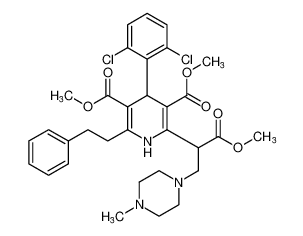 dimethyl 4-(2,6-dichlorophenyl)-2-(1-methoxy-3-(4-methylpiperazin-1-yl)-1-oxopropan-2-yl)-6-phenethyl-1,4-dihydropyridine-3,5-dicarboxylate CAS:195145-27-8 manufacturer & supplier