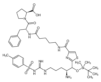 L-Proline,N-[5-[[[2-[(2S)-2-amino-1-[[(1,1-dimethylethyl)dimethylsilyl]oxy]-5-[[imino[[(4-methylphenyl)sulfonyl]amino]methyl]amino]pentyl]-4-thiazolyl]carbonyl]amino]-1-oxopentyl]-D-phenylalanyl- CAS:195303-57-2 manufacturer & supplier