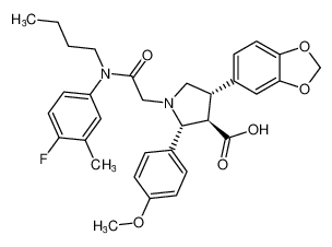 rel-(2R,3R,4S)-4-(benzo[d][1,3]dioxol-5-yl)-1-(2-(butyl(4-fluoro-3-methylphenyl)amino)-2-oxoethyl)-2-(4-methoxyphenyl)pyrrolidine-3-carboxylic acid CAS:195706-97-9 manufacturer & supplier