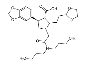 rel-(2R,3S,4R)-2-(2-(1,3-dioxolan-2-yl)ethyl)-4-(benzo[d][1,3]dioxol-5-yl)-1-(2-(dibutylamino)-2-oxoethyl)pyrrolidine-3-carboxylic acid CAS:195707-39-2 manufacturer & supplier