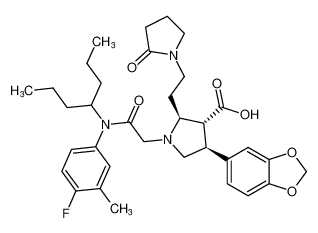 (2S,3R,4S)-4-(benzo[d][1,3]dioxol-5-yl)-1-(2-((4-fluoro-3-methylphenyl)(heptan-4-yl)amino)-2-oxoethyl)-2-(2-(2-oxopyrrolidin-1-yl)ethyl)pyrrolidine-3-carboxylic acid CAS:195707-63-2 manufacturer & supplier