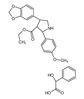 ethyl (2R,3R,4S)-4-(1,3-benzodioxol-5-yl)-2-(4-methoxyphenyl)pyrrolidin-1-ium-3-carboxylate,(2S)-2-hydroxy-2-phenylacetate CAS:195708-14-6 manufacturer & supplier