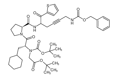 tert-butyl N-((2R)-1-((2S)-2-((6-(((benzyloxy)carbonyl)amino)-1-oxo-1-(thiophen-2-yl)hex-4-yn-2-yl)carbamoyl)pyrrolidin-1-yl)-3-cyclohexyl-1-oxopropan-2-yl)-N-(tert-butoxycarbonyl)glycinate CAS:195722-25-9 manufacturer & supplier