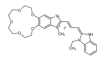 2-((1E,3Z)-3-(1-ethyl-1,3-dihydro-2H-benzo[d]imidazol-2-ylidene)prop-1-en-1-yl)-3-methyl-6,7,9,10,12,13,15,16-octahydro-[1,4,7,10,13]pentaoxacyclopentadecino[2',3':4,5]benzo[1,2-d][1,3]tellurazol-3-ium iodide CAS:195869-30-8 manufacturer & s