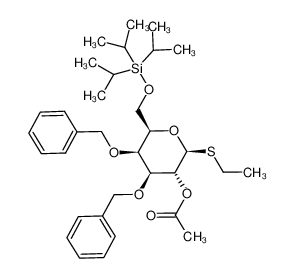 Acetic acid (2S,3R,4S,5S,6R)-4,5-bis-benzyloxy-2-ethylsulfanyl-6-triisopropylsilanyloxymethyl-tetrahydro-pyran-3-yl ester CAS:196704-06-0 manufacturer & supplier