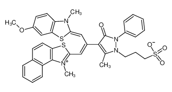 3-(4-(3-(6-methoxy-3-methylbenzo[d]thiazol-2(3H)-ylidene)-1-(1-methylnaphtho[1,2-d]thiazol-1-ium-2-yl)prop-1-en-2-yl)-5-methyl-3-oxo-2-phenyl-2,3-dihydro-1H-pyrazol-1-yl)propane-1-sulfonate CAS:1969-88-6 manufacturer & supplier