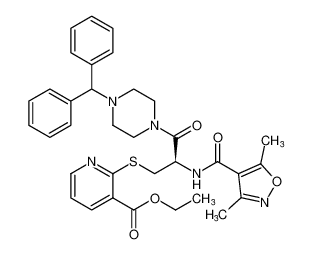 ethyl (R)-2-((3-(4-benzhydrylpiperazin-1-yl)-2-(3,5-dimethylisoxazole-4-carboxamido)-3-oxopropyl)thio)nicotinate CAS:196933-70-7 manufacturer & supplier