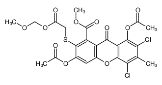 2,4-dichloro-8-(methoxycarbonyl)-7-((2-(methoxymethoxy)-2-oxoethyl)thio)-3-methyl-9-oxo-9H-xanthene-1,6-diyl diacetate CAS:197023-83-9 manufacturer & supplier