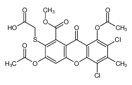 2-((3,8-diacetoxy-5,7-dichloro-1-(methoxycarbonyl)-6-methyl-9-oxo-9H-xanthen-2-yl)thio)acetic acid CAS:197023-84-0 manufacturer & supplier