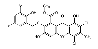 methyl 5,7-dichloro-2-((3,5-dibromo-2-hydroxybenzyl)thio)-3,8-dihydroxy-6-methyl-9-oxo-9H-xanthene-1-carboxylate CAS:197024-26-3 manufacturer & supplier