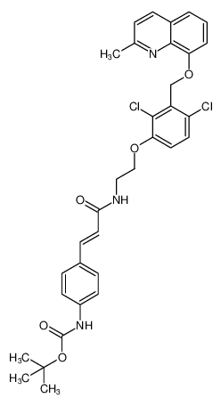 Carbamic acid,[4-[3-[[2-[2,4-dichloro-3-[[(2-methyl-8-quinolinyl)oxy]methyl]phenoxy]ethyl]amino]-3-oxo-1-propenyl]phenyl]-, 1,1-dimethylethyl ester, (E)- CAS:197073-42-0 manufacturer & supplier