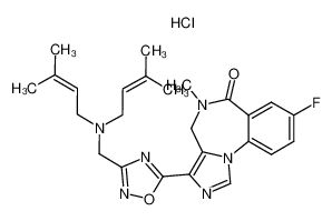 3-[3-[bis-(3-methyl-but-2-enyl)-aminomethyl]-1,2,4-oxadiazol-5-yl ]-8-fluoro-5-methyl-5,6-dihydro-4H-imidazo [1,5-a][1,4]benzodiazepin-6-one hydrochloride CAS:197082-51-2 manufacturer & supplier